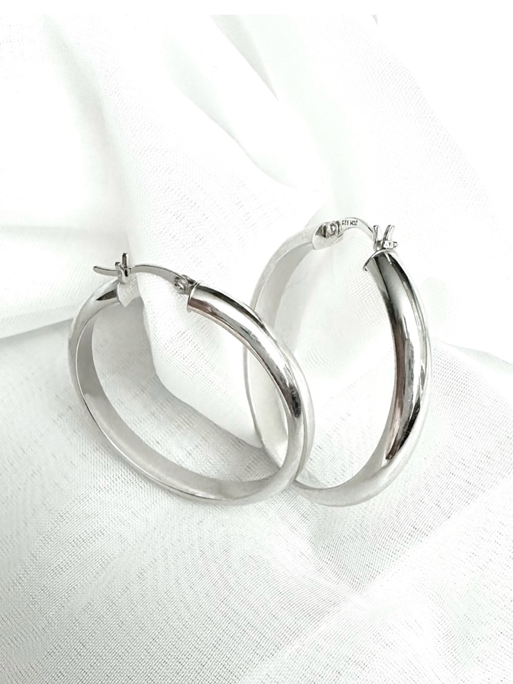 Sterling Large hoop earrings- Stamped 925